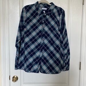 Kim Rogers Blue Plaid Button Down Shirt